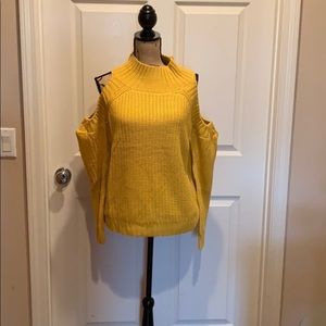 mustard, cold shoulder Sweater
